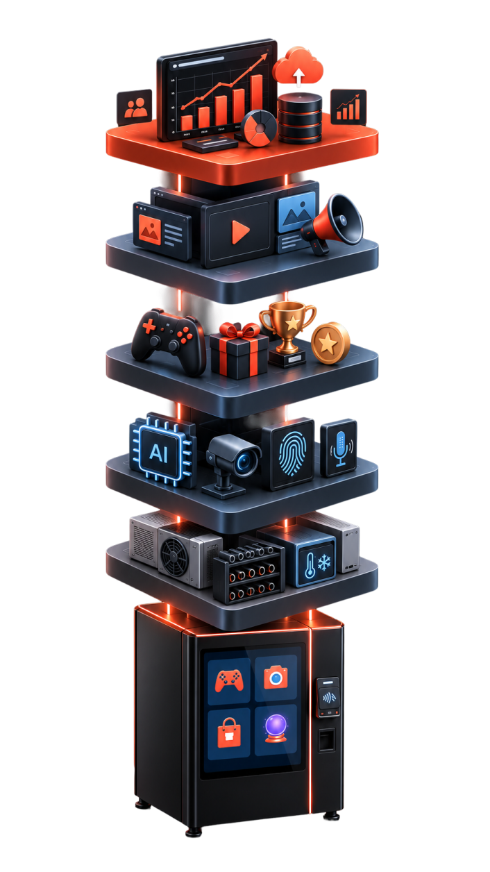 Exploded view of the five Kiosk X layers